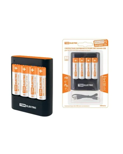 Зарядное устройство 36044Н (3600mA 4слота АА/ААА 4 кан.+4xAA2500 USB) (SQ1702-0101). Зарядное устройство. TDM ЕLECTRIC в Абакане