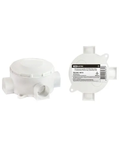 Распаячная коробка ОП D80х35мм, IP42, 3-х рожковая, белая TDM (SQ1401-4014). Распаячная коробка ОП. TDM ЕLECTRIC в Абакане