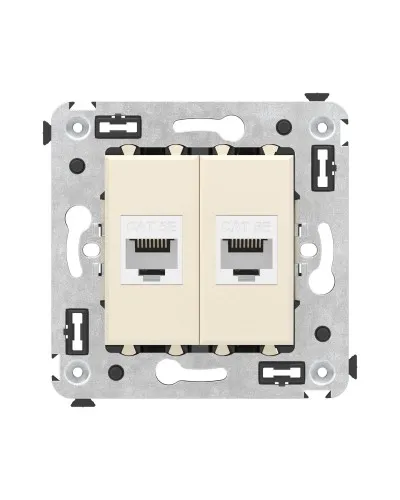Розетка RJ-45 в стену, кат.5E, Avanti, двойная, ванильная дымка (4405664). Розетка компьютерная. ДКС в Абакане