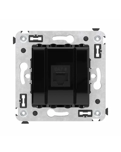 Розетка RJ-45 в стену, кат.6E, Avanti, одинарная, черный квадрат (4402693). Розетка компьютерная. ДКС в Абакане