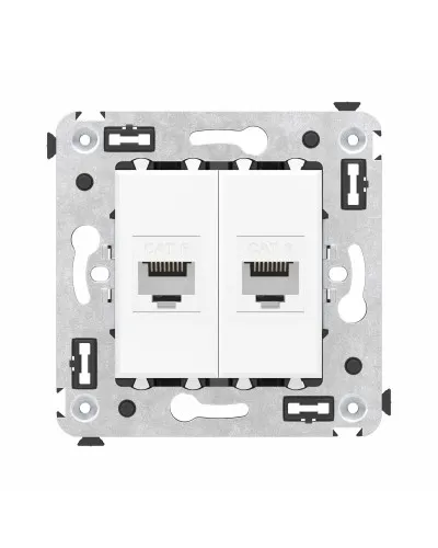Розетка RJ-45 в стену, кат.6E, Avanti, двойная, белое облако (4400694). Розетка компьютерная. ДКС в Абакане