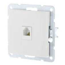 Розетка телефонная RJ-12 с накладкой, белый LK60 (865504-1). Розетка телефонная. Экопласт