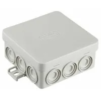 Коробка JBL085 85х85х38, 12 вых., 4P (0,15...6мм²) серая (43755HF-GR). Коробка монтажная, огнестойкая, без галогена. Экопласт