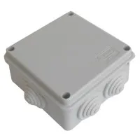 Коробка JBS100 100х100х55, 6 вых., 3P (0,15...2,5мм²) серая (43007HF-GR). Коробка монтажная, огнестойкая, без галогена. Экопласт