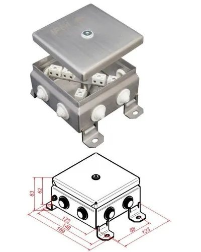 КМ-О (12к)-IP55-1212, 8 вводов, нержавейка: Коробка монтажная огнестойкая в Абакане